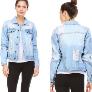 🌸Mono B. Distressed Bleach Wash Ripped Jean Jacket.